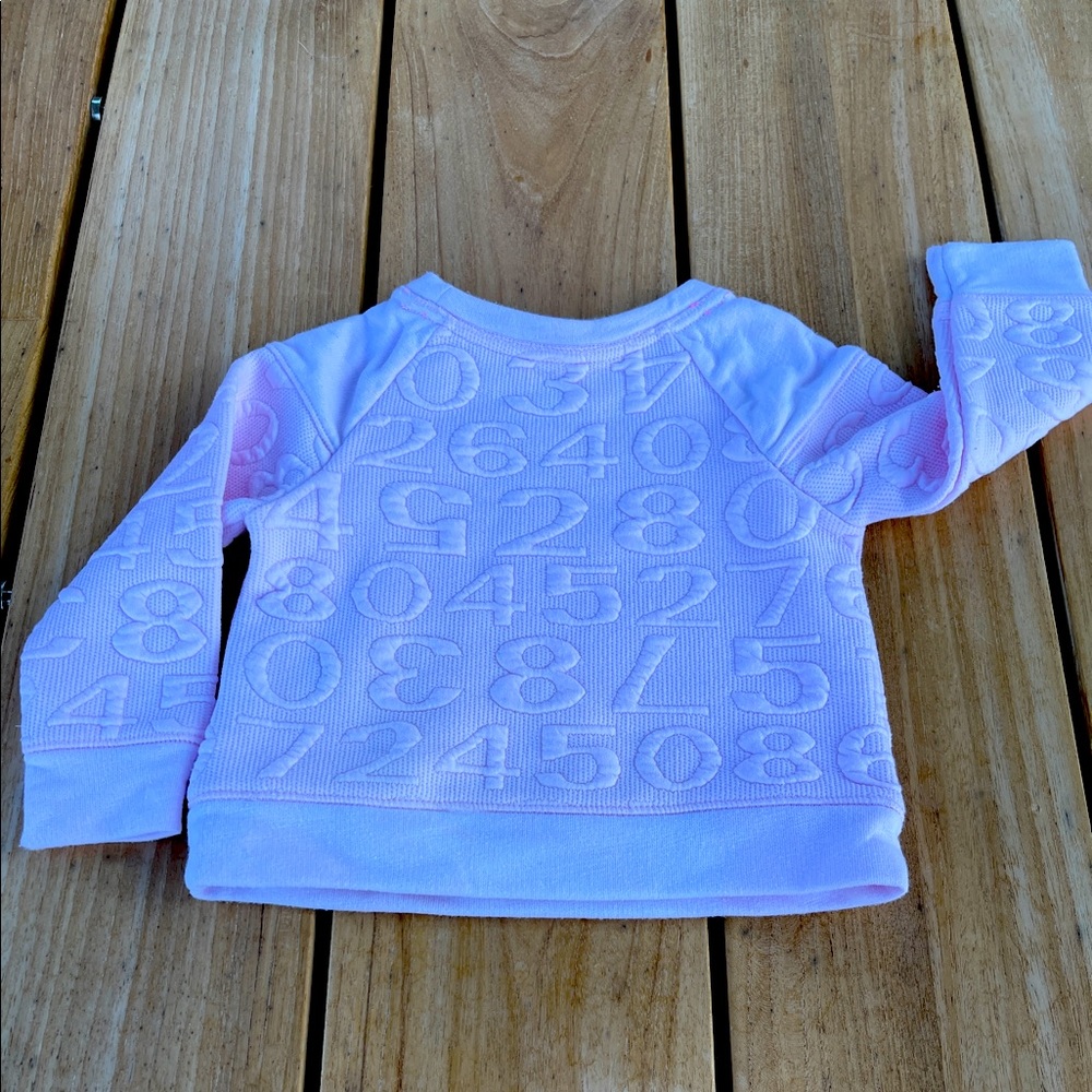 Cat & Jack Numbers Sweatshirt Baby Girls Size 12 Months Pink Long Sleeve K011